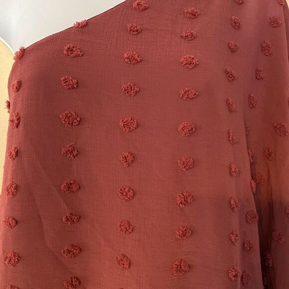 NWT Main Strip One Shoulder Maroon Blouse - Picture 3 of 5